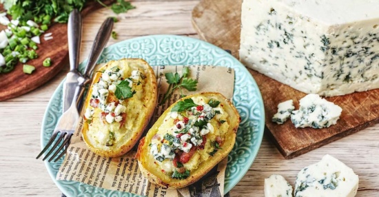 Barquettes de pommes de terre, Saint-Flour et oignon vert